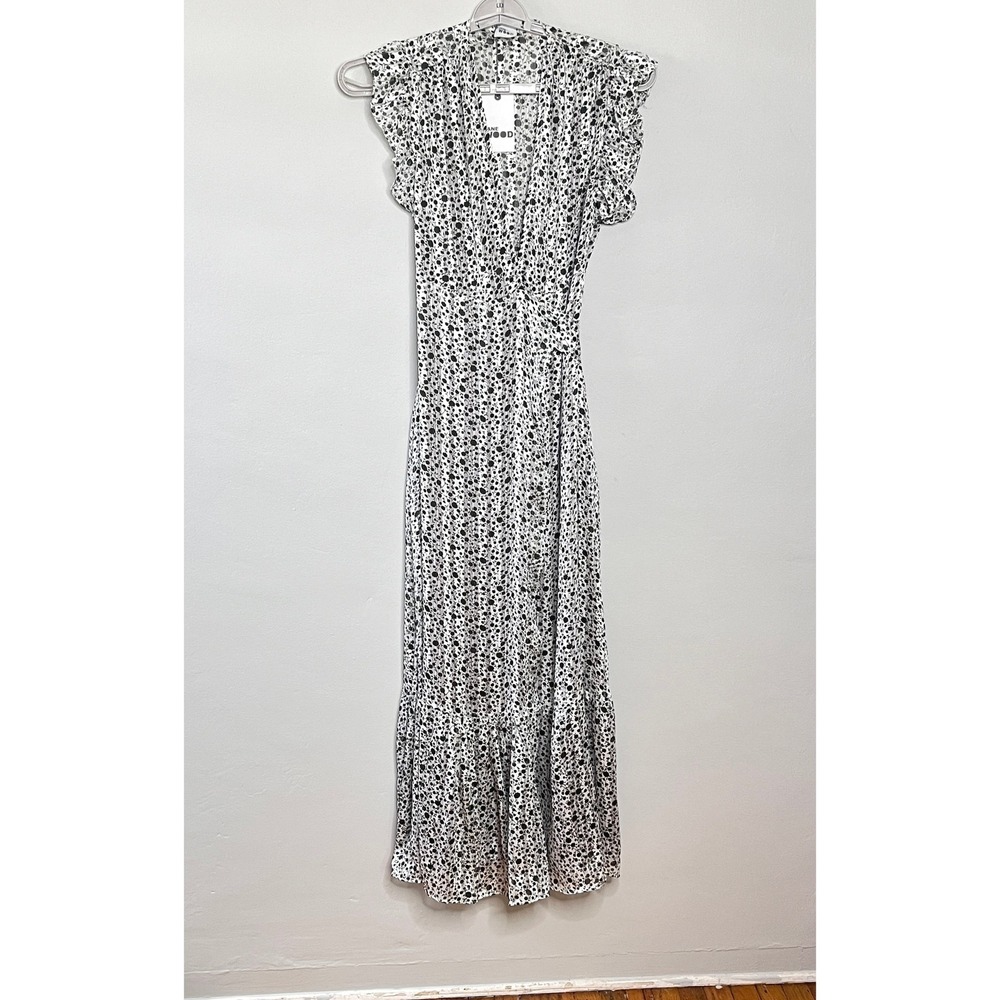 JANE WOOD Rose Meghan Chiffon V-Neck Tiered Wrap Maxi Dress Size 2 Boho Romantic